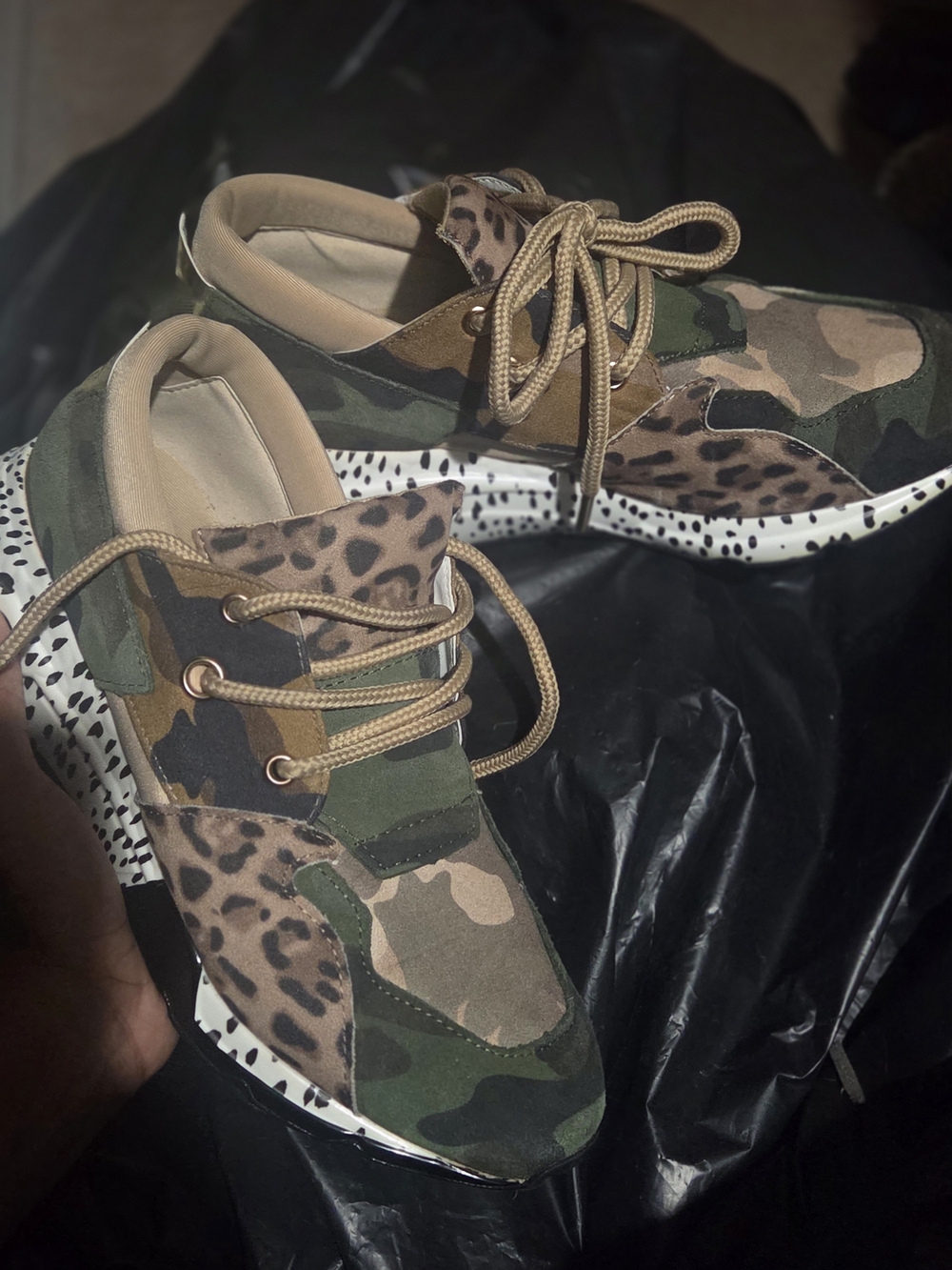 Steve Madden Camo & Leopard Platform Sneakers - Olive/Tan